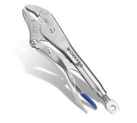 WORKPRO 10" Curved Jaw Locking Pliers with Screw Extractor, CR-MO Steel Construction with Perforated Screw, Multipurpose Clamping Tool for Automotive, Welding, and Home DIY