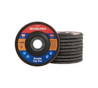 WORKPRO 10-Pack Flap Discs, 115 mm Zirconia Sanding Wheels Grit 80 | Fiberglass Backing, Long-Lasting Abrasive Performance, Low Vibration and Smooth Grinding for Metal Applications