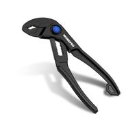 WORKPRO 100 mm Mini Water Pump Pliers, Quick-Adjust Groove Pliers, Black | 25 mm Jaw Capacity, 15 Positions, V-Jaw, Compact Design, Tight Spaces