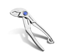 WORKPRO 100 mm Mini Water Pump Pliers, Quick-Adjust Groove Pliers, Silver | 25 mm Jaw Capacity, 15 Positions, V-Jaw, Compact Design, Tight Spaces