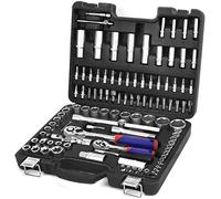 WORKPRO 108-Piece 1/4" & 1/2" Drive Socket Set with Bits, Quick Release Ratchet Wrench Set - CR-V Mechanics Tool Set, Father's Day Gift, for DIY and Car Repair