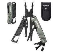 WORKPRO 11-in-1 Multi-Tool Pliers with Carabiner and Sheath, Stainless Steel Multi Tool with Carrying Bag, Scissors, Bottle Opener, Saw, Screwdriver, Carabiner for Camping