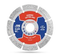 WORKPRO 115 mm Diamond Cutting Disc, Segmented Blade for Concrete & Stone | OSA Certified, Premium Diamond Grit, Heat-Resistant Core & Segmented Design for Fast, Smooth and Durable Cutting