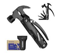 WORKPRO 12-in-1 Multi-Tool Hammer, with Pliers, Nail Remover, Saw,Bottle, Opener, Screwdriver, Multi Tool for Hiking, Fishing, Outdoors, Camping, Pure Black
