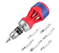 WORKPRO 12-in-1 Stubby Ratchet Screwdriver Set with Magnetic Heads | Quick One-hand Bit Changes, Small & Compact Design for Tight Spaces, Includes Phillips, Hex, Torx, Slotted Bits