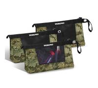 WORKPRO 12" Tool Pouches with Zipper, Heavy-Duty Small Tool Bag, Utility Small Tool Pouch for Tool Organizers and Storage, Mini Tool Bag, 3 Pack, Camo