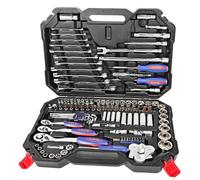 WORKPRO 123-Piece Drive Socket Set, 1/2", 1/4", 3/8" CR-V Mechanic Tool Set with Quick-Release Ratchet Wrench, Spanners, Bit Set, Hex Keys for Car and Home Repair