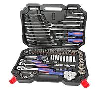 WORKPRO 123-Piece Drive Socket Set 1/2" 1/4" 3/8", CR-V Mechanic Tool Set with Quick-Release Ratchet Wrench, Spanners, Bits Set, Hex Key for Car Repair