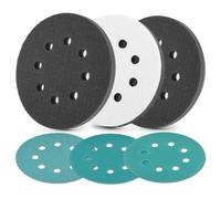 WORKPRO 125mm Orbital Sander Interface Pads with 3 Foam Buffer Pads & 3 Grit Sandpapers (80/120/240)，8 Hook and Loop Soft Sponge Buffer Backing Pads Kits, Density Foam Interface Pad for Sanders