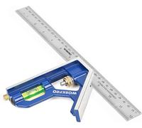 WORKPRO 12Inch/300mm Combination Square, Stainless Steel and Zinc Construction, 32cm Length, Blue and Clear Color, 0-300mm Graduation Range, Measuring Tool for Engineer Carpenter