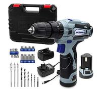 WORKPRO 12V Cordless Drill Driver Kit, Combi Drill with 2 Li-Ion Batteries 2000mAh, 35pc Accessories, Fast Charger, 18+3 Torque Setting, 2-Speed, 3/8'' Chuck, Carrying Case, Ideal for Home and DIY