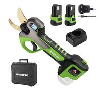 WORKPRO 12V Cordless Electric Pruning Shears | Heavy Duty 2PCS 2.0Ah Li-ion Battery Secateurs with SK5 Blades|Switchable 2 Cutting Ranges, Max Cutting 25mm Shears | with LCD Screen, Can Count