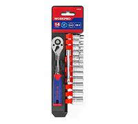WORKPRO 14-Piece Metric Socket Wrench Set (4-13mm), Anti-Rust Cr-V Steel, 1/4" Quick Release Drive Ratchet 72 Teeth with Extension Bar