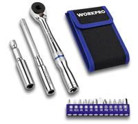 WORKPRO 15-Piece 1/4" Mini Ratchet Set with T-Handle Mode | 60-Tooth Ratchet Wrench, Magnetic Bit Holder, Dual-Connection Design, S2 Bits, Compact Oxford Pouch for Tight Space Repair