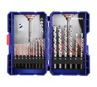 WORKPRO 15 Pieces Masonry Drill Bit Set with Case, Hammer Drill Bit Set, Carbid