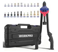 WORKPRO 16" Rivnut Tool Kit, Heavy Duty Rivet Nut Tool with 185pcs Assorted Rivnuts and 11pcs Interchangeable Metric and SAE Mandrels, Hand Rivet Nut Gun with Carrying Case for Sheet Metal Work