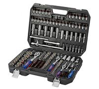 WORKPRO 172-Piece Socket Set 1/2" 3/8" 1/4" Drive, Cr-V Metric Sockets with 72-Teeth Quick Release Ratchet Handle, Extension Bar & Universal Joints, Useful for Car Repairs, Professionals, Mechanics