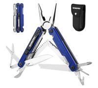 WORKPRO 18 in 1 Multi Tool Pliers with Sheath-Blue, Stainless Steel Multi Tool with Carry Bag, Saws, Wood, Metal Files, Multi Pliers, Multi Screwdrivers, Belt Clip for Camping Maintenance