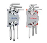 WORKPRO 18-Piece Hex Key Set, Torx and Ball End, Cr-V Long Arm Hexagon Key, 1.5-10 mm Metric Hex Keys, Small and Compact for Bicycle Home Repair