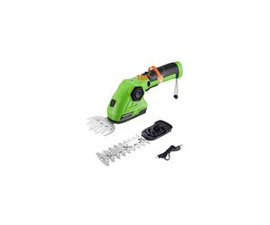 WORKPRO 2 in 1 7.2V Cordless Hedge Trimmer & Grass Shear with Lithium-Ion Battery, Handheld Hedge Cutter with 2 Blades, Grass Trimmer with 180°