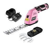 WORKPRO 2-in-1 Cordless Hedge Trimmer and Grass Shear, 12V Electric Hedge Trimmer with 2000mAh Battery, Handheld Garden Trimmer with 2 Interchangeable Blades for Gardening