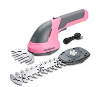 WORKPRO 2 IN 1 Cordless Hedge Trimmer and Grass Shear | 7.2V Electric Grass Trimmer with 2000mAh Lithium-ion Battery | 7.2V Cordless Grass Shear & Shrubbery Trimmer (Pink)