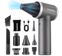 WORKPRO 2 in 1 Rechargeable Compressed Air Duster & Vacuum Cleaner | Cordless 4 Gear 120000 RPM, 6500 PA ,Handheld, Use for PC, Laptop, Keyboard, Electronics, Home Cleaning, Car