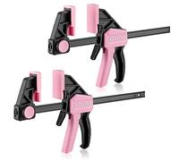WORKPRO 2-Pack 150 mm Pink Ratchet Bar Clamp Set | 68 kg Clamp Force, 285 mm Spreader, Quick Release, One-Hand Operation, Woodworking & DIY