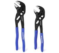WORKPRO 2-Piece Adjustable Pliers Wrench Set, Adjustable Spanner, Water Pump Pliers 180mm 250mm, Self Adjusting Jaw Pliers Max Jaw Capacity 40mm 50mm, Dual Handle for Labor Saving