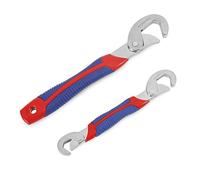 WORKPRO 2-Piece Adjustable Wrench Spanner Set, High Carbon Steel Multi-function Universal Quick Snap Grip, 6mm to 32mm Adjustable Wrench Spanners for Home Repairs, Nuts Pipes DIY Tools