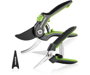 WORKPRO 2-Piece Pruning Secateurs Set with Labor-Saving Spring