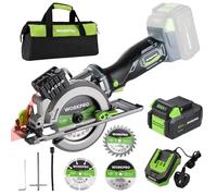 WORKPRO 20 V Mini Circular Saw, Cordless Circular Saws with 4.0 Ah Battery & Fast Charger, 115 MM Compact Electric Circular Saw for Wood, Tile & Plastic Cutting