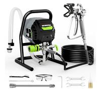 WORKPRO 200 BAR Airless Paint Sprayer with Adjustable Flow, Airless Sprayer with 7.6M Hose & 30CM Extension, Portable Design with 8 Accessories, Paint Sprayer for Wall, Fence, Deck & Garage