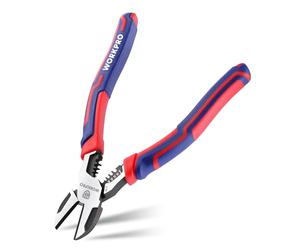 WORKPRO 200 mm Diagonal Cutting Pliers with Wire Stripper | Cr-V Steel, High Leverage, Precision Cutting, Multi-Function, Ergonomic Grip