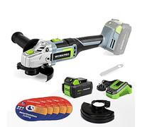 WORKPRO 20V Cordless Angle Grinder 125mm, 7500rpm, 4.0Ah Lithium-ion Battery and Fast Charger, 5PCS Cutting Wheels Included