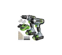 WORKPRO 20V Cordless Compact Drill Driver and Impact Driver, Combi Drill Including 2 x 2.0 Ah Li-ion Batteries, 1 Hour Fast Charger, 6 PCS Twist Drill Bits 10PC Screwdriver Bits