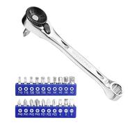 WORKPRO 21-Piece Double-Ended 1/4" Mini Ratchet Wrench Tool Set Includes 19-Piece Screwdriver Bits and 1-Piece Adapter, 72-Tooth Socket Wrench with Reversible Switch Design, Ideal for Tight Spaces