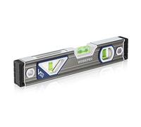 WORKPRO 25 cm/10 inch Spirit Level, Professional Torpedo Level, Aluminium Housing with Shock-Absorbing Rubber End Caps, Patented Verti-site, Double View Design