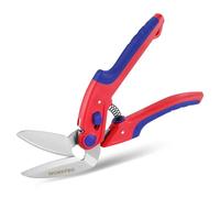 WORKPRO 250 mm Heavy Duty Scissors, Multi-Purpose Angled Scissors, Serrated Blade Carpet Cutter, Spring Loaded Stainless Steel Shears for Fabrics, Leather, Cardboard, Carpets