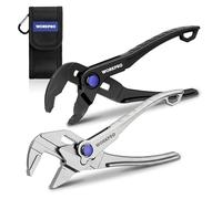 WORKPRO 2PC 100mm Mini Water Pump Pliers & Pliers Wrench Set, Quick Adjustable Groove Joint Pliers with Pouch - Gifts for Men, Dad, Husband, DIY Enthusiasts