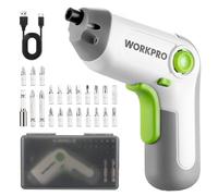 WORKPRO 3.6 V Cordless Electric Screwdriver Set with Offset Drive, 24-Piece | 6 Nm Torque, Offset Drive, Magnetic Collet Sleeve, USB Charging, LED Light, Carrying Storage Case