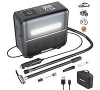 WORKPRO 3-in-1 Tyre Inflator Air Compressor with LED Light, 12 V Car Tyre Pump 150 PSI with Digital Display, Automatic Shut-Off & Dual Power Supply Modes, Cordless Tyre Inflator for Car, Motor, Bike