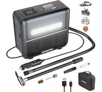 WORKPRO 3-in-1 Tyre Inflator Air Compressor with LED Light, 12 V Car Tyre Pump 150 PSI with Digital Display, Automatic Shut-Off & Dual Power Supply Modes, Cordless Tyre Inflator for Car, Motor, Bike