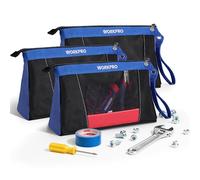 WORKPRO 3-Pack 12" Tool Pouch Bags with Zipper, Heavy-Duty Small Tool Bags, Portable Tool Organizers and Storage, Black