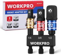 WORKPRO 3-Piece Impact Socket Adapter Set, 1/4" Hex Shank Bit Adapters with Hol