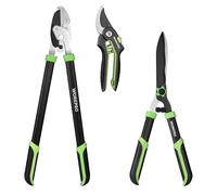 WORKPRO 3-Piece Tree Loppers Set, Including a Bypass Pruner Shear, a Hedge Shear and an Anvil Lopper, Heavy Duty Branch Cutters for Gardening, Trimming and Pruning