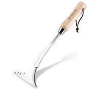 WORKPRO 34cm Weed Scraper with Wooden Handle, Weeder with Serrated Edge, Moss & Weed Remover Tool for Gardening