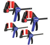 WORKPRO 4-Piece Clamps for Woodworking, 150 mm x2 & 120 mm x2, One-Handed Clamp/Spreader, Wood Clamps Set, Light-Duty Quick-Change F Clamp 23/68 kg