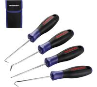 WORKPRO 4-Piece Mini Pick and Hook Set, Precision Automotive Pick Tool Set for Removing Hoses, Oil Rings and Seals, Ergonomic Handle with Carry Bag, Perfect for Car Tools