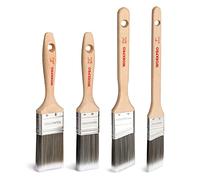 WORKPRO 4-Piece Paint Brush Set, 25 mm (1") / 38 mm (1.5") / 50 mm (2") | Flat Brushes, 100% PBT Bristles, Comfortable Wooden Handle, Low Shedding Design, Wall & Ceiling Painting, Smooth Finish